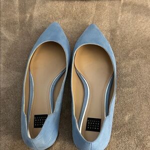 White House Black Market Powder Blue Pointed Suede Flats